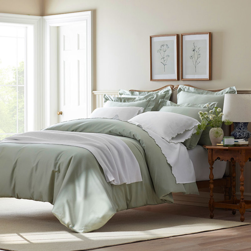Classic Smooth Sateen Solid Bed Sheet Set - Light Sage, Twin XL,Light Sage