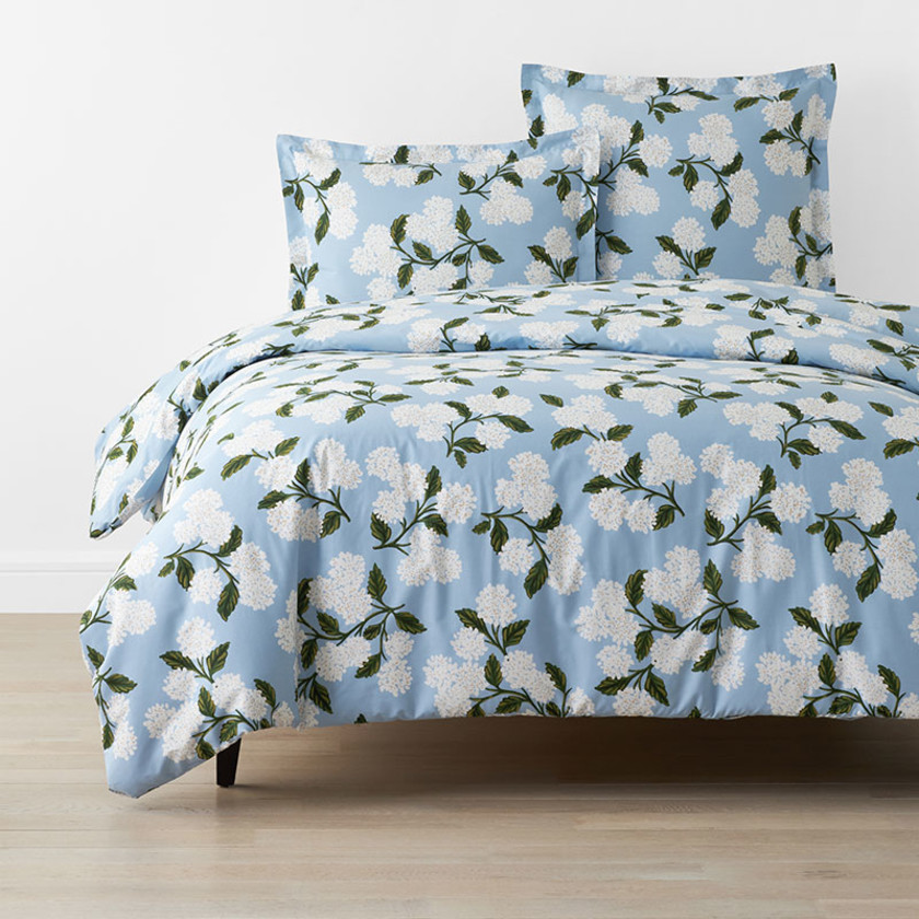 Hydrangea Classic Cool Cotton Percale Duvet Cover - Powder Blue, Twin/Twin XL,Powder Blue