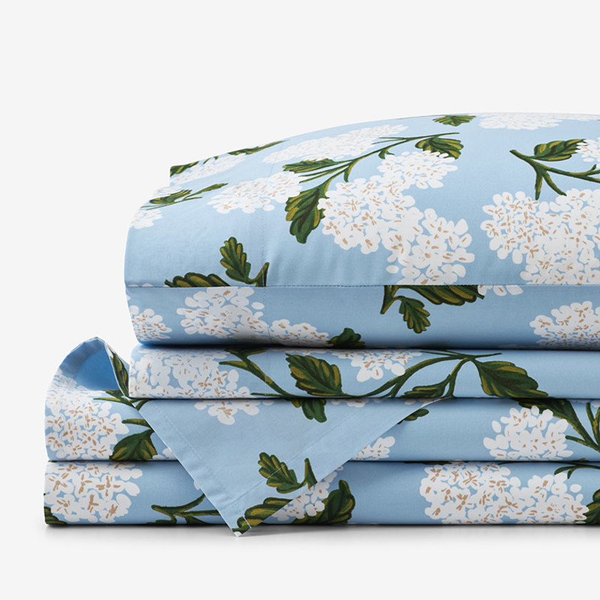 Hydrangea Classic Cool Cotton Percale Bed Sheet Set