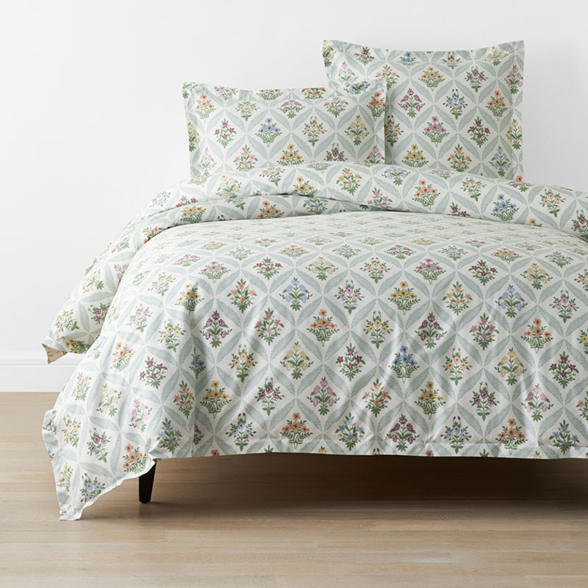 Estee Garden Classic Smooth Sateen Duvet Cover - Ivory Multi, Twin/Twin XL,Ivory Multi