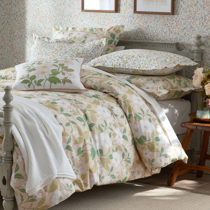 Clemencia Classic Cool Cotton Percale Comforter - Floral Peach Blossom, Twin/Twin XL,Floral Peach Blossom