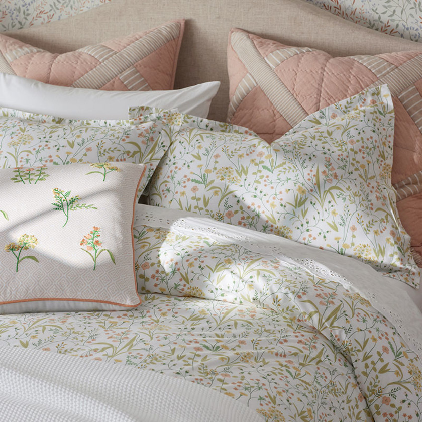 Clemencia Classic Cool Cotton Percale Comforter - Mini Floral Peach Blossom, Twin/Twin XL,Mini Floral Peach Blossom