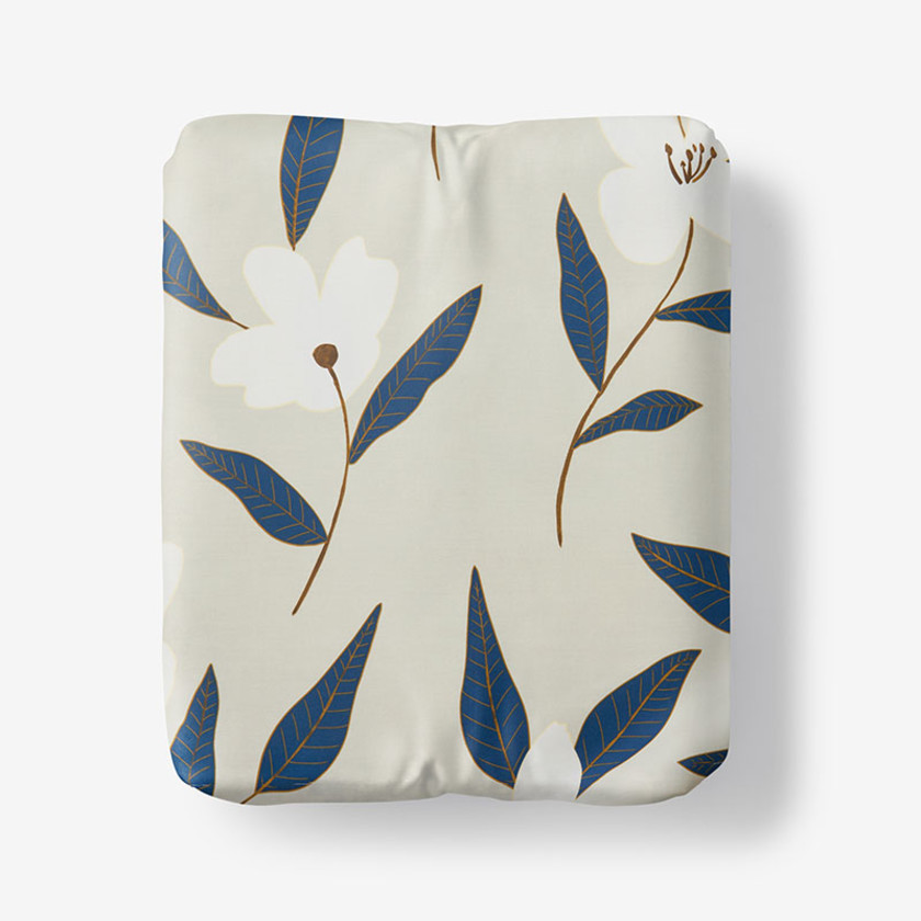 Plumeria Floral Classic Cool Cotton Percale Fitted Bed Sheet
