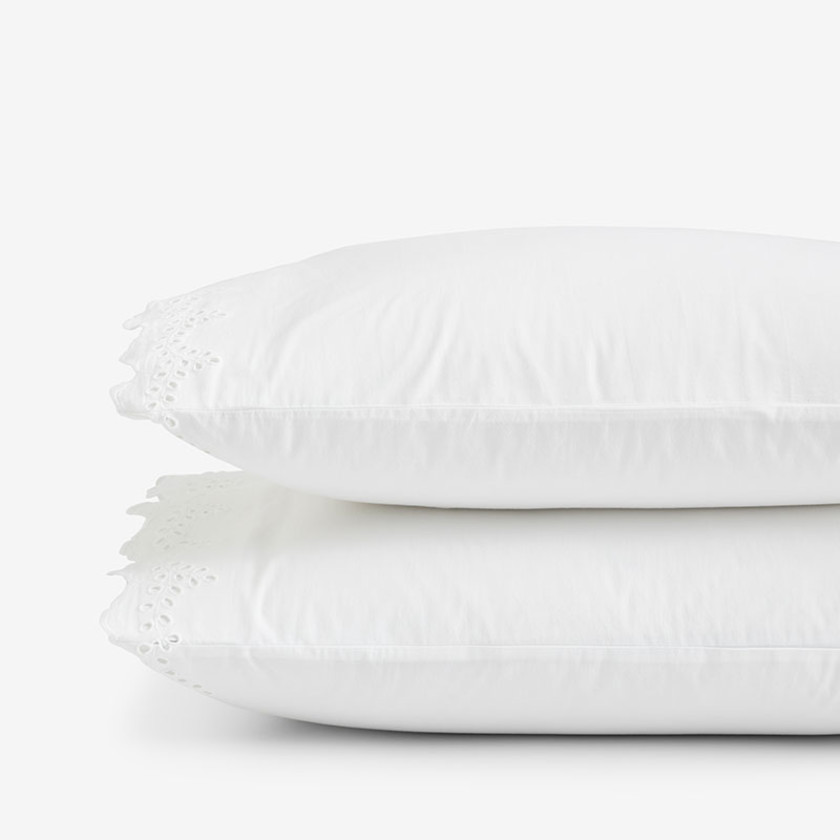 Eyelet Classic Cool Cotton Percale Solid Pillowcase Set