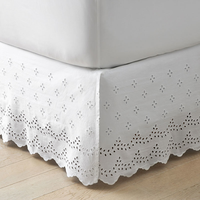 Eyelet Classic Cool Cotton Percale Solid Bed Skirt
