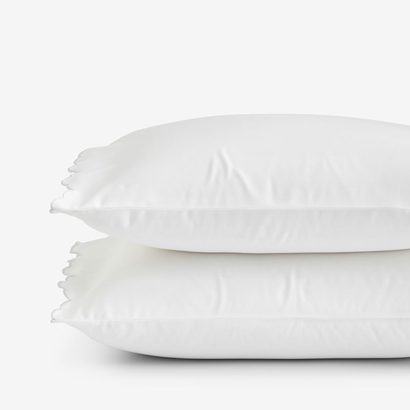 Embroidered Scallop Classic Smooth Sateen Solid Pillowcase Set