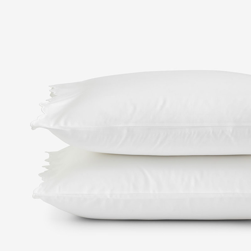 Embroidered Scallop Classic Smooth Sateen Solid Pillowcase Set