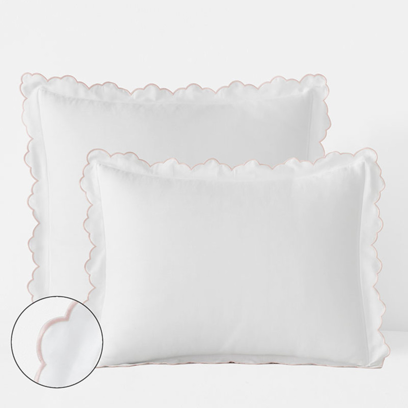 Embroidered Scallop Classic Smooth Sateen Solid Sham