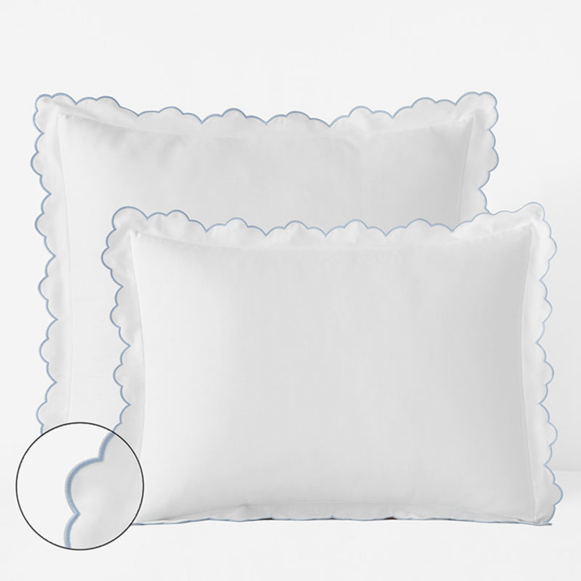 Embroidered Scallop Classic Smooth Sateen Solid Sham