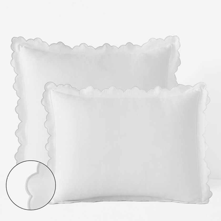 Embroidered Scallop Classic Smooth Sateen Solid Sham