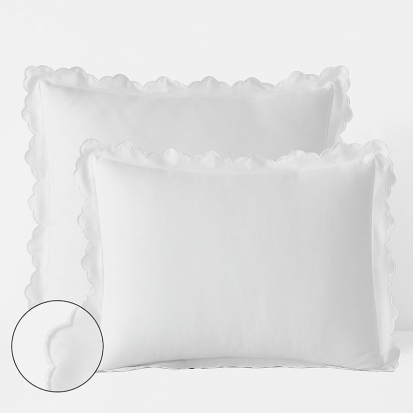 Embroidered Scallop Classic Smooth Sateen Solid Sham