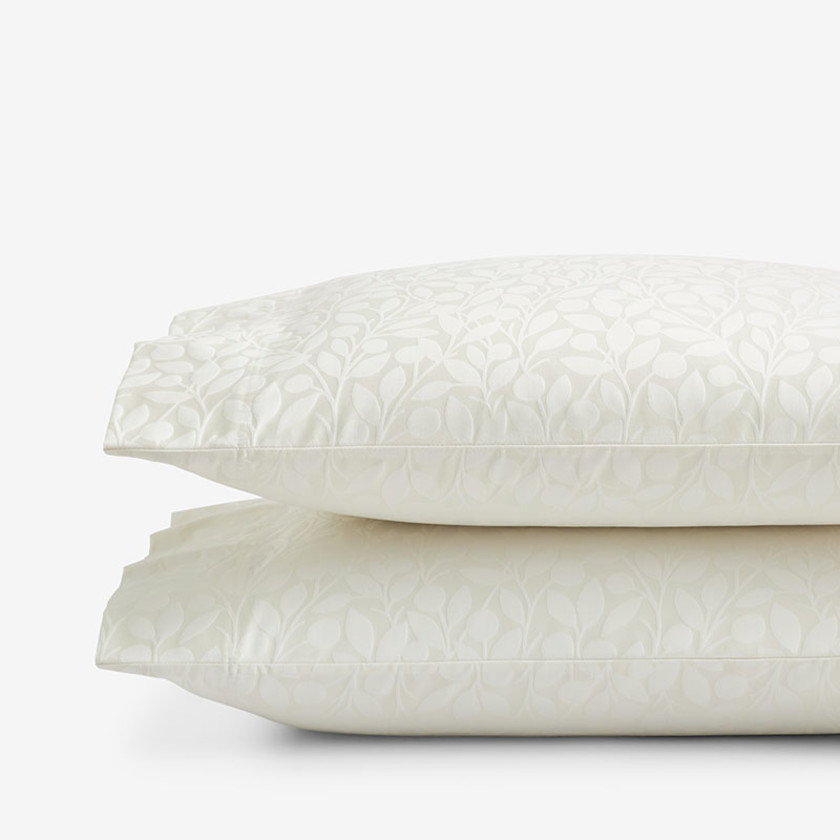Jacquard Leaf Yarn-Dyed Premium Smooth Supima® Cotton Wrinkle-Free Sateen Pillowcase Set
