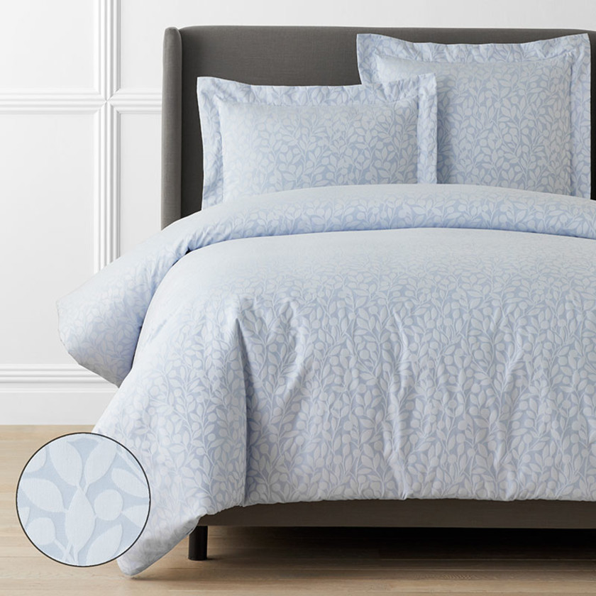 Jacquard Leaf Yarn-Dyed Premium Smooth Supima® Cotton Wrinkle-Free Sateen Duvet Cover