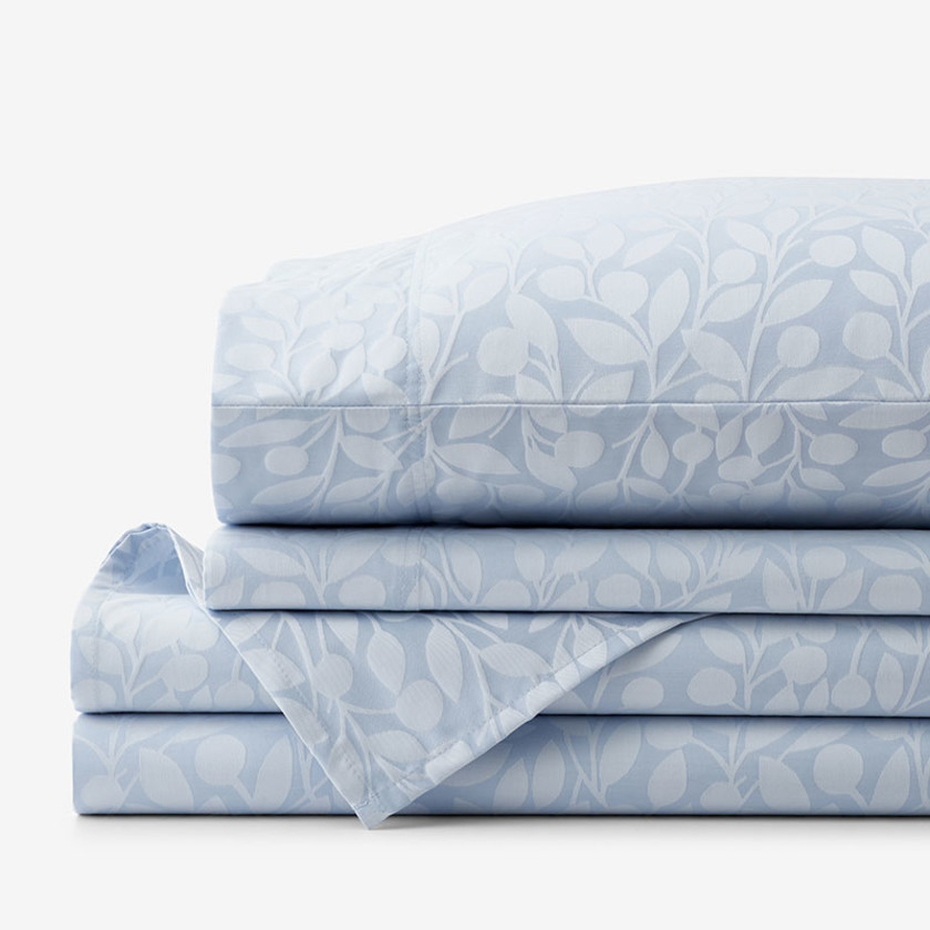Jacquard Leaf Yarn-Dyed Premium Smooth Supima® Cotton Wrinkle-Free Sateen Bed Sheet Set