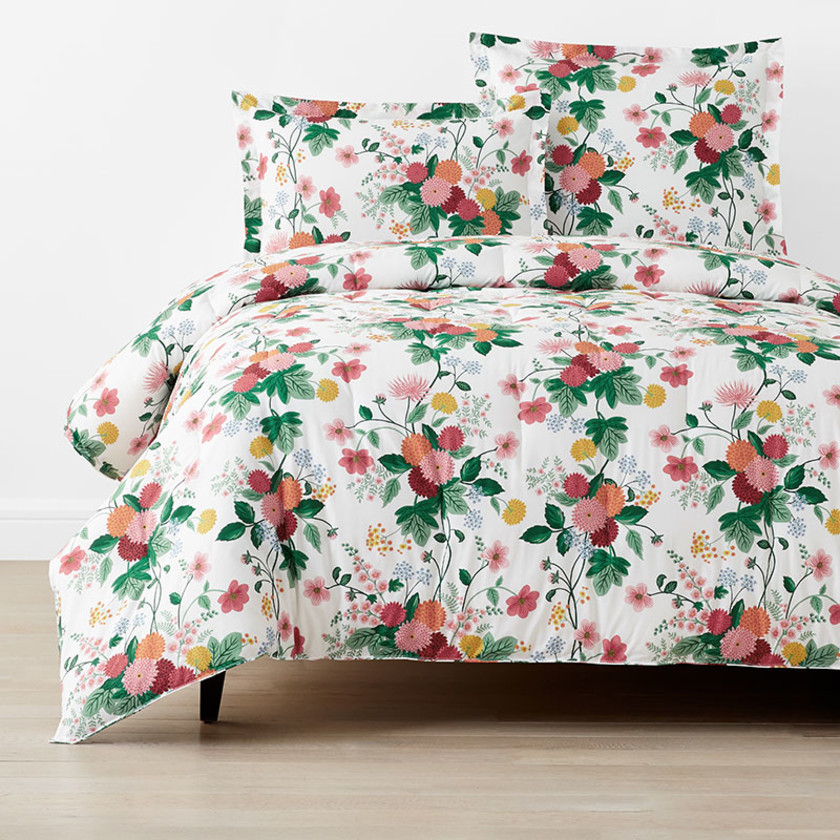 Dahlia Classic Cool Cotton Percale Comforter - White Multi, Twin/Twin XL,White Multi