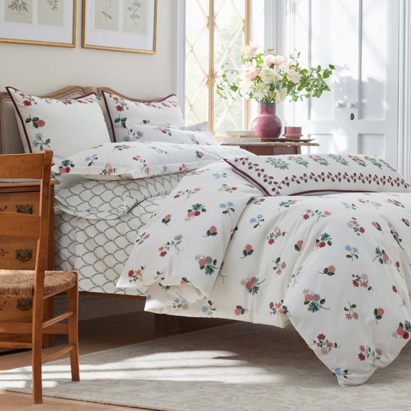 Ditsy Dahlia Classic Cool Cotton Percale Sham - Cream Multi, Standard,Cream Multi