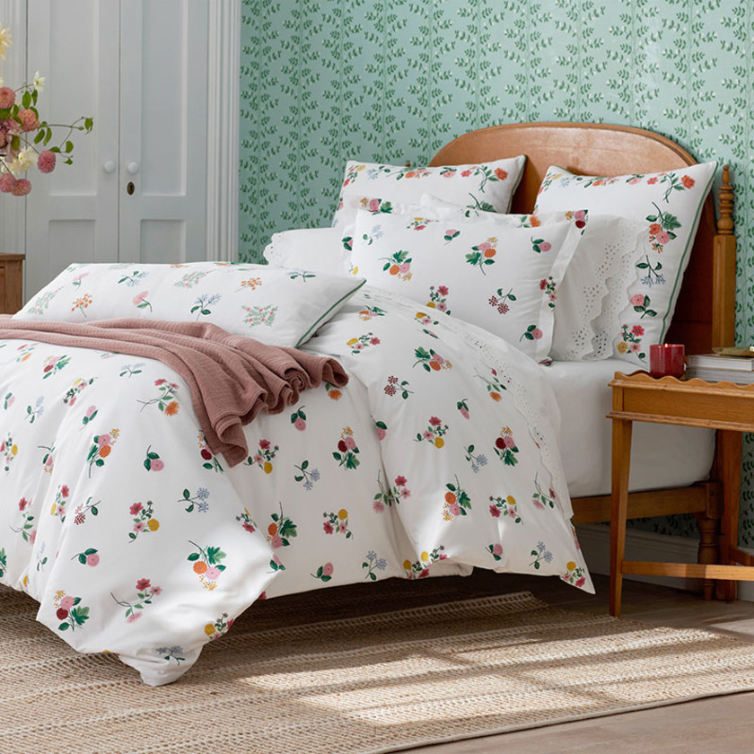 Ditsy Dahlia Classic Cool Cotton Percale Duvet Cover