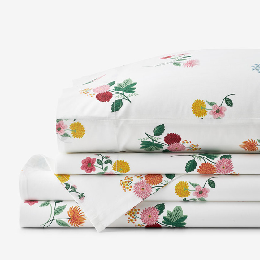 Ditsy Dahlia Classic Cool Cotton Percale Bed Sheet Set