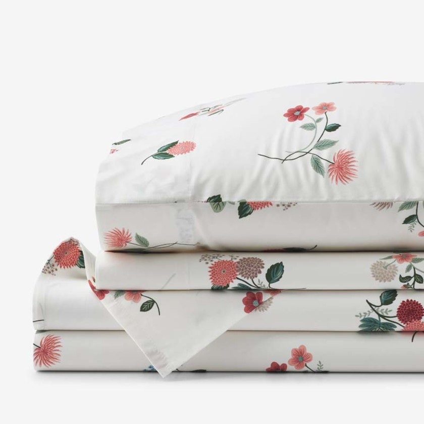 Ditsy Dahlia Classic Cool Cotton Percale Bed Sheet Set