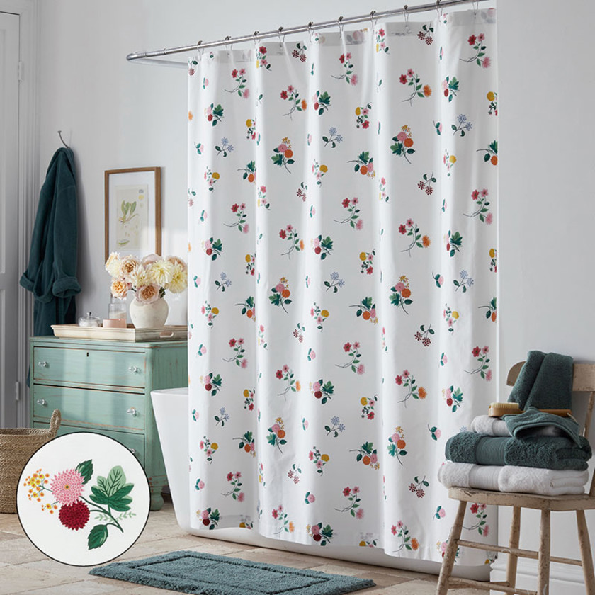 Ditsy Dahlia Classic Cool Cotton Percale Shower Curtain