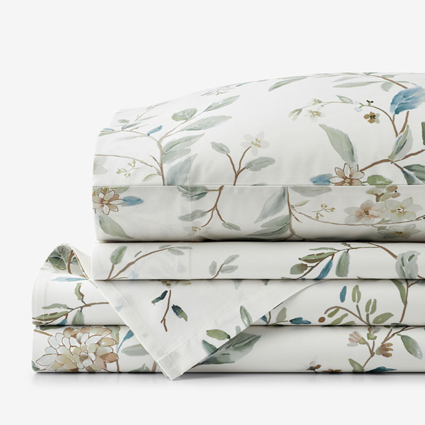Whispering Leaves Premium Smooth Wrinkle-Free Sateen Bed Sheet Set