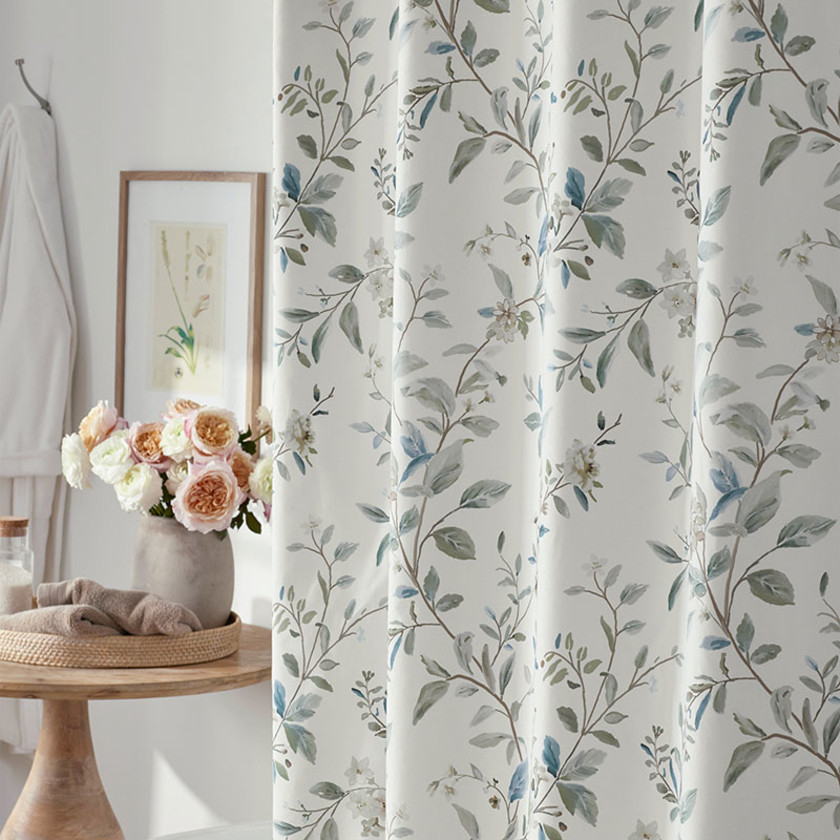 Whispering Leaves Premium Smooth Wrinkle-Free Sateen Shower Curtain - Cream Multi,Cream Multi