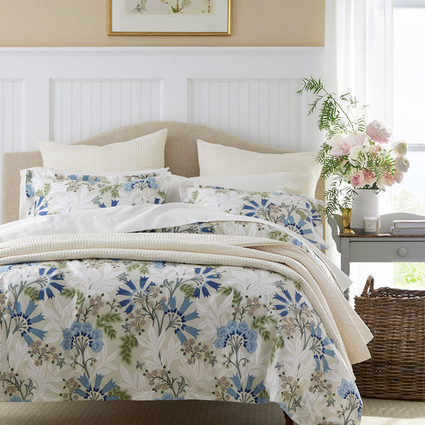 Lilia Floral Premium Smooth Wrinkle-Free Sateen Duvet Cover - Beige Multi, Twin/Twin XL,Beige Multi