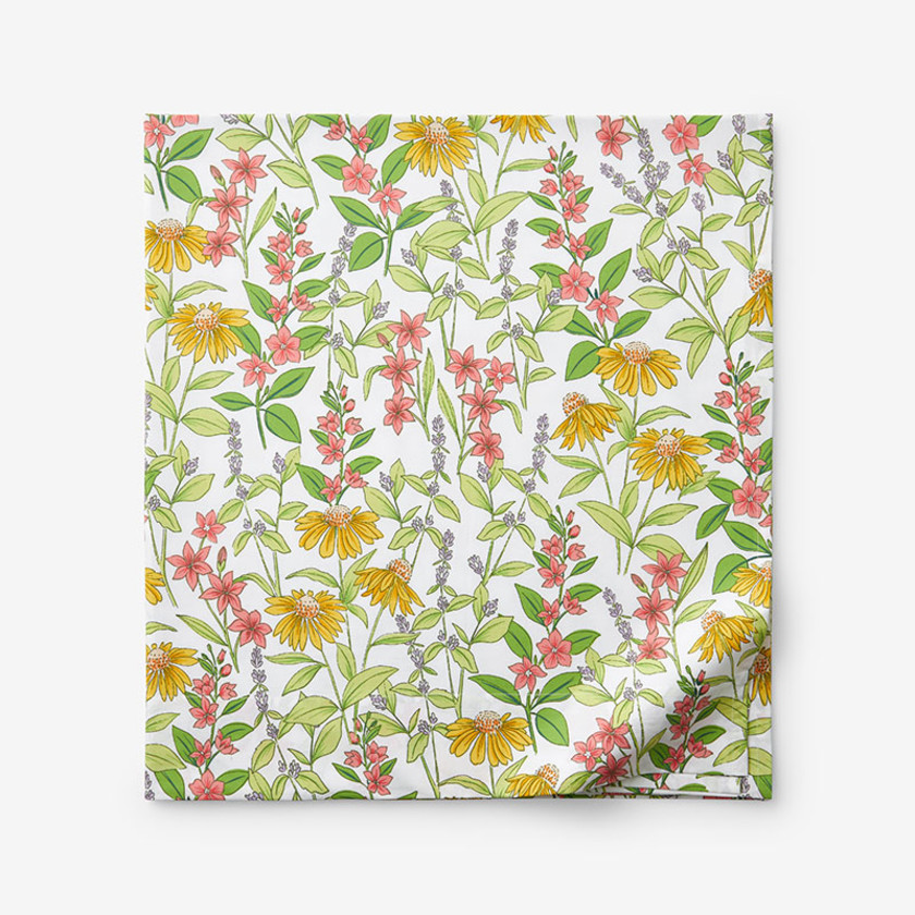 Coneflower Patch Classic Cool Cotton Percale Flat Bed Sheet