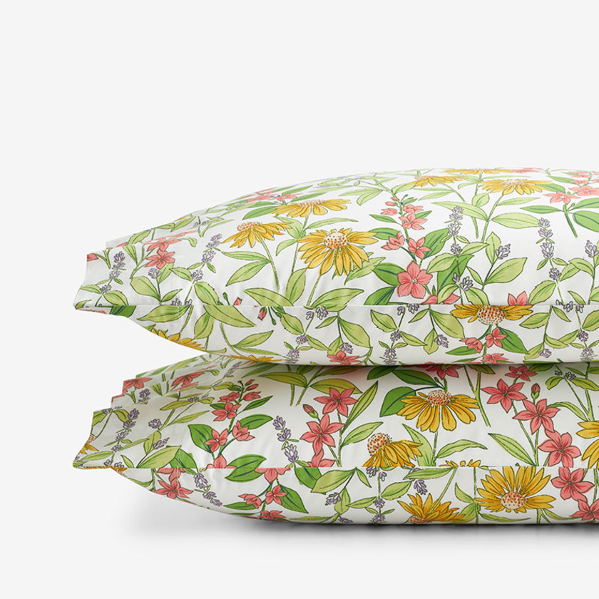 Coneflower Patch Classic Cool Cotton Percale Pillowcase Set