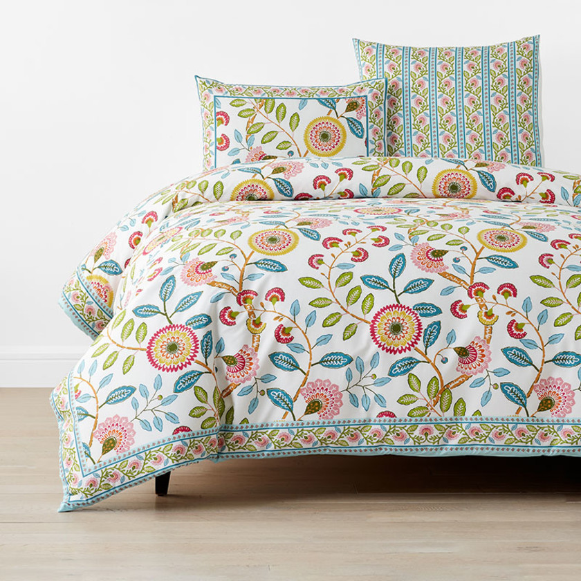 Dahlia Garden Classic Cool Cotton Percale Duvet Cover