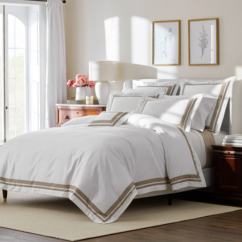 Double Border Premium Smooth Supima® Cotton Wrinkle-Free Sateen Duvet Cover - Light Birch, Twin/Twin XL,Light Birch