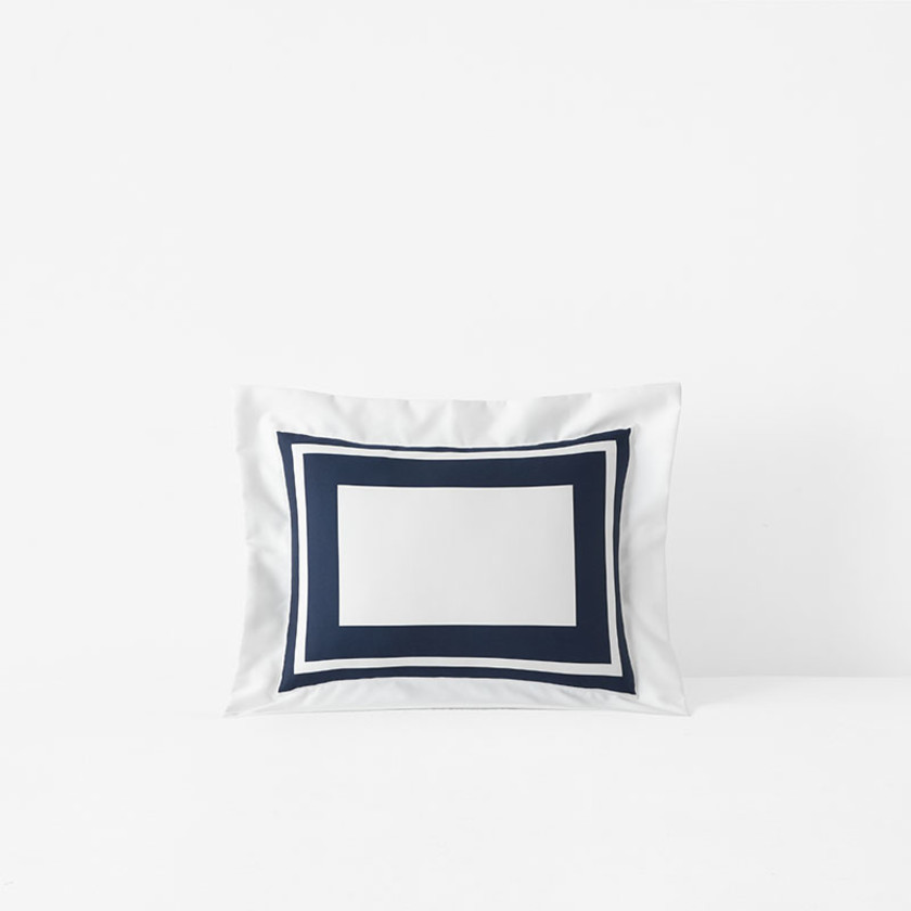 Double Border Premium Smooth Supima® Cotton Wrinkle-Free Sateen Sham - Navy, Boudoir,Navy