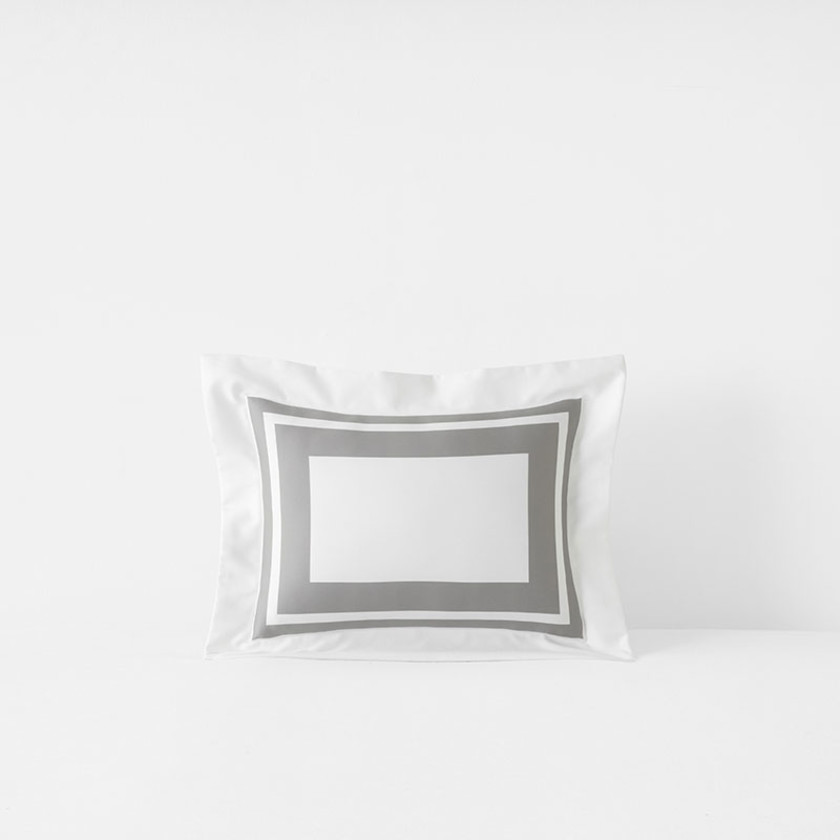 Double Border Premium Smooth Supima® Cotton Wrinkle-Free Sateen Sham - Silver, Boudoir,Silver