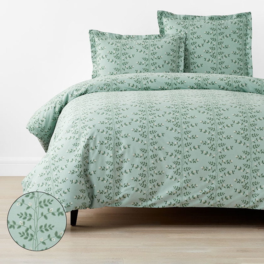 Climbing Vines Classic Cool Cotton Percale Duvet Cover - Sage Green, Twin/Twin XL,Sage Green