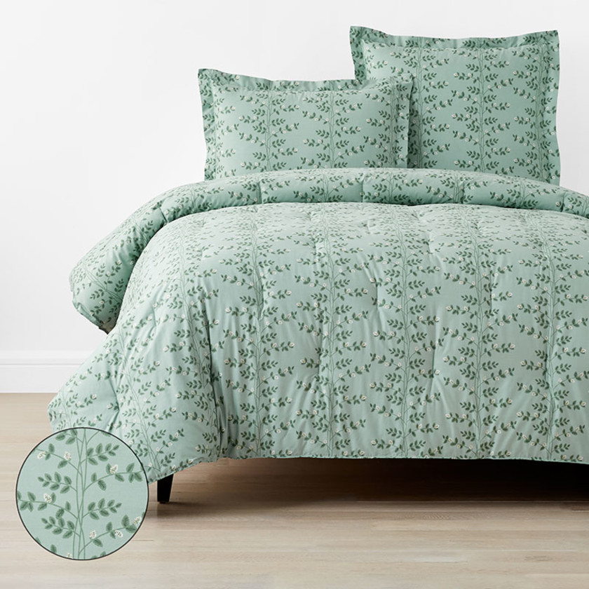Climbing Vines Classic Cool Cotton Percale Comforter - Sage Green, Twin/Twin XL,Sage Green