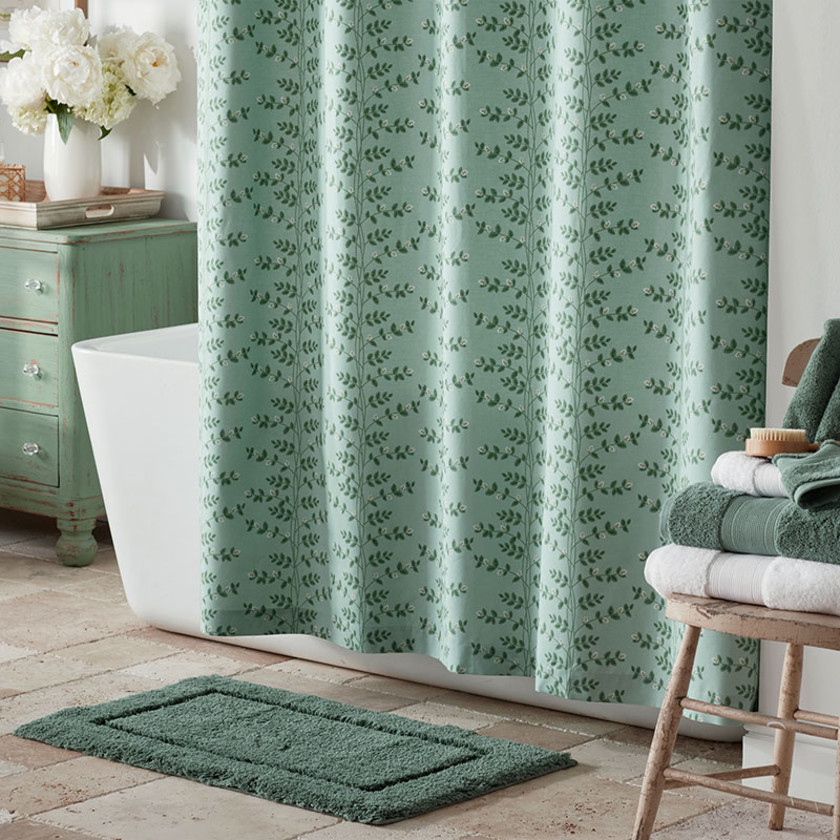 Climbing Vines Classic Cool Cotton Percale Shower Curtain - Sage Green,Sage Green