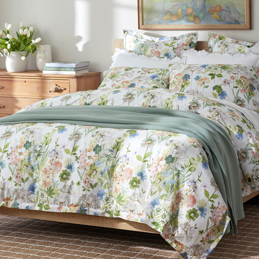 Tania Floral Premium Smooth Wrinkle-Free Sateen Sham - Ivory Multi, King,Ivory Multi