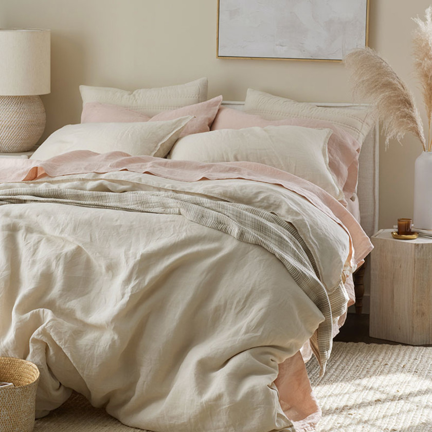 Premium Breathable Washed Linen Solid Duvet Cover - Parchment, Twin/Twin XL,Parchment