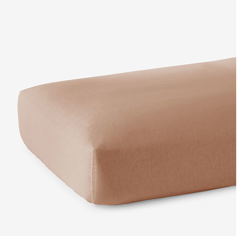 Premium Breathable Washed Linen Solid Fitted Bed Sheet