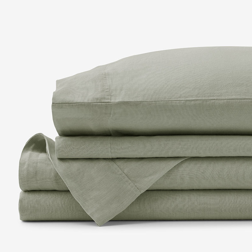 Premium Breathable Washed Linen Solid Bed Sheet Set
