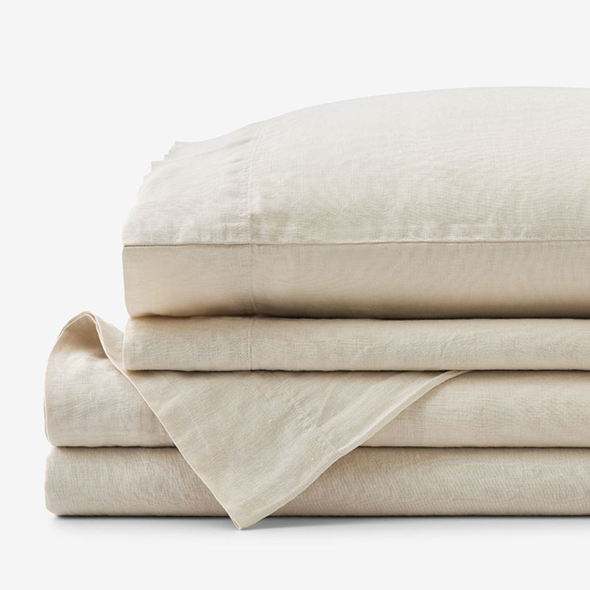 Premium Breathable Washed Linen Solid Bed Sheet Set