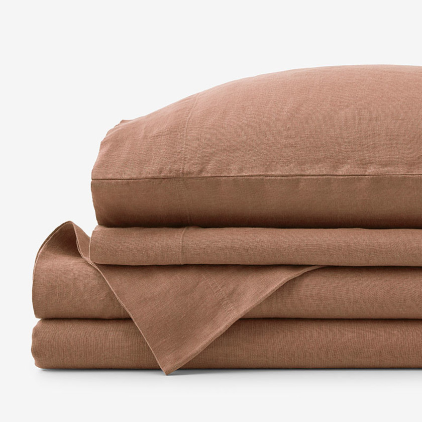Premium Breathable Washed Linen Solid Bed Sheet Set