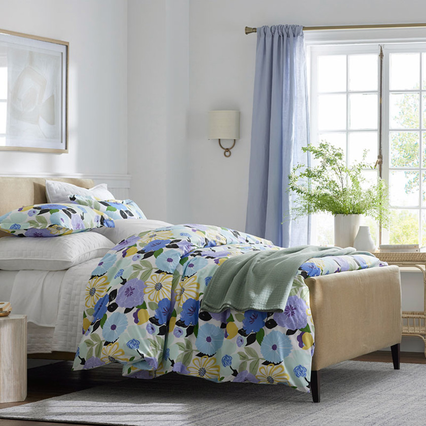Floral Harmony Classic Cool Cotton Percale Sham - White Multi, King,White Multi