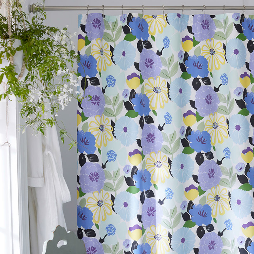 Floral Harmony Classic Cool Cotton Percale Shower Curtain - White Multi,White Multi