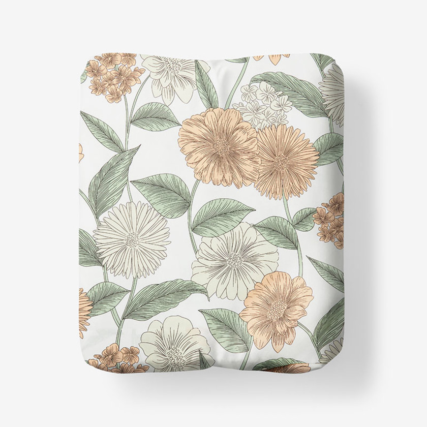 Meadow Blooms Classic Cool Cotton Percale Fitted Bed Sheet