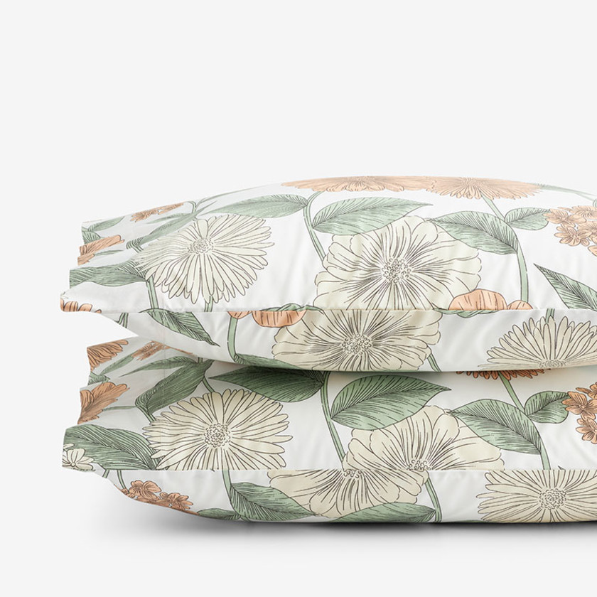 Meadow Blooms Classic Cool Cotton Percale Pillowcase Set