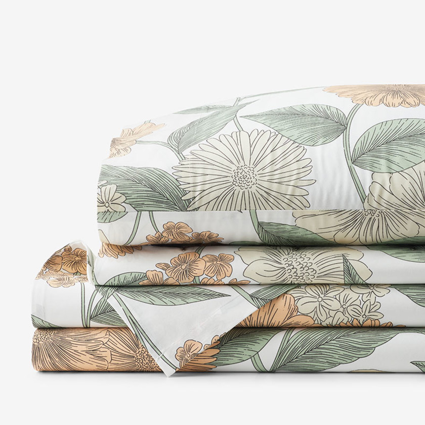 Meadow Blooms Classic Cool Cotton Percale Bed Sheet Set