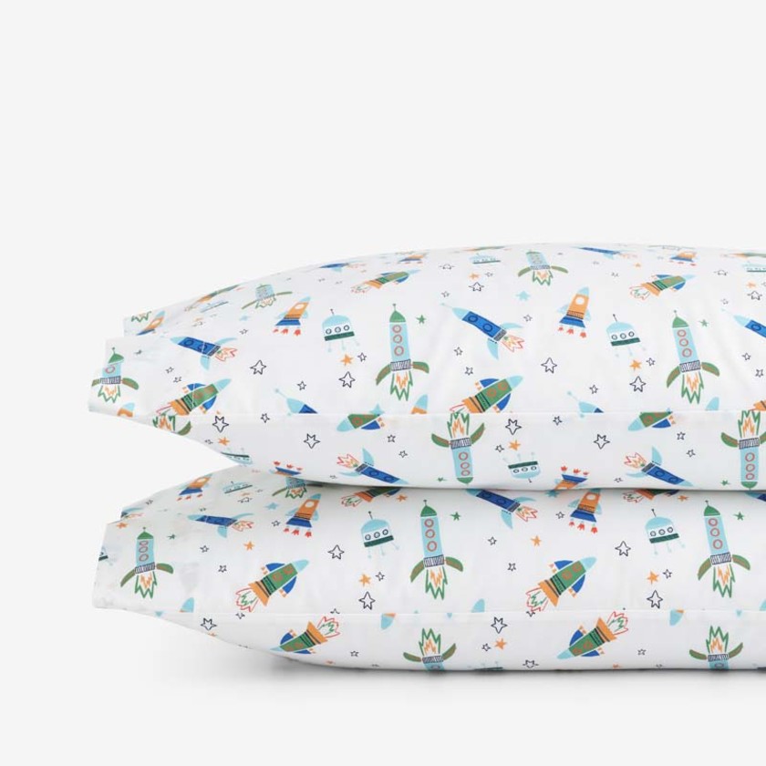 Space Adventure Classic Cool Organic Cotton Percale Pillowcase Set