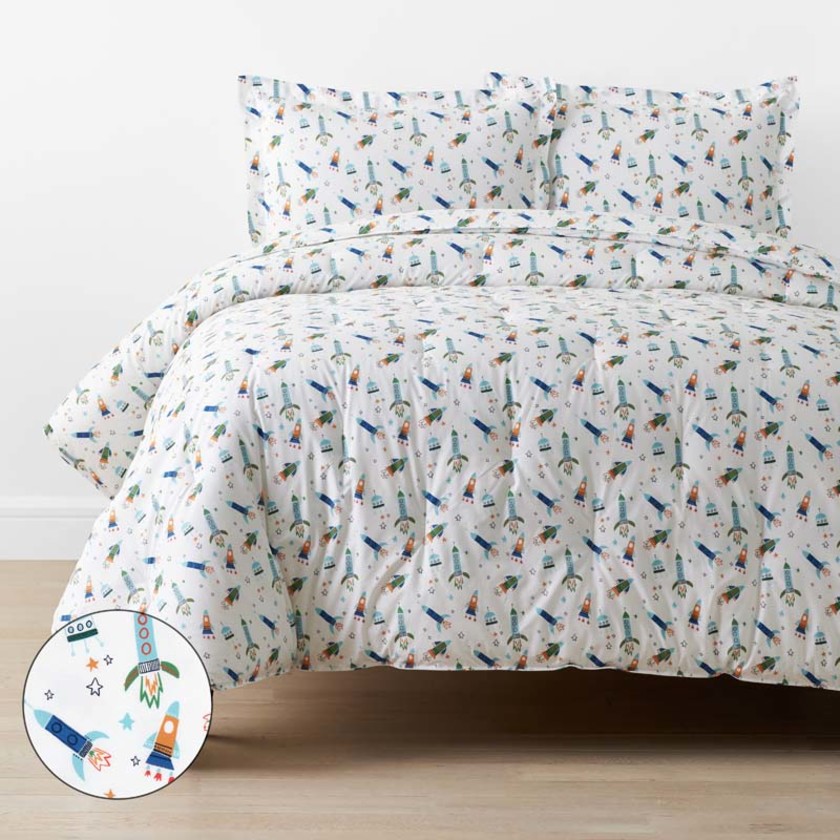 Space Adventure Classic Cool Organic Cotton Percale Comforter Set