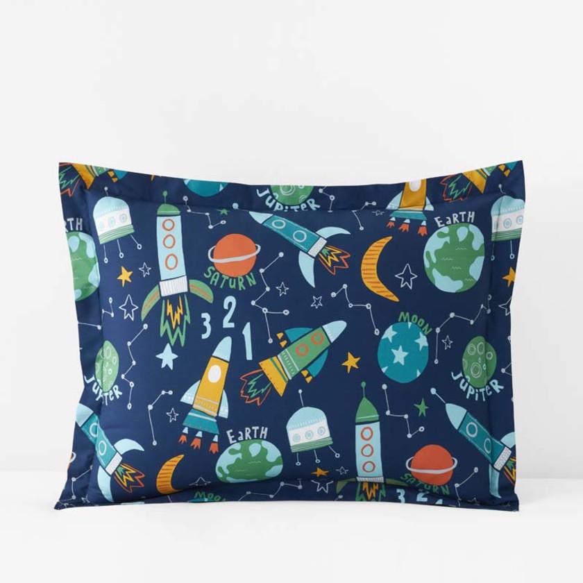 Planets and Rockets Classic Cool Organic Cotton Percale Sham